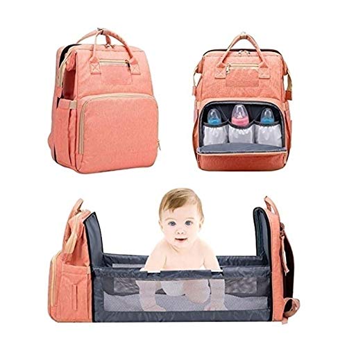 Multifunktions-Rucksack für Mütter,Faltbare Wickeltasche für Kleinkinder Reisebett Wasserdicht und Isolierend Wickelrucksack für