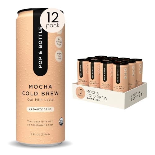 Pop & Bottle Oat Milk Lattes, Mocha, 8 Fl Oz, 12 Pack