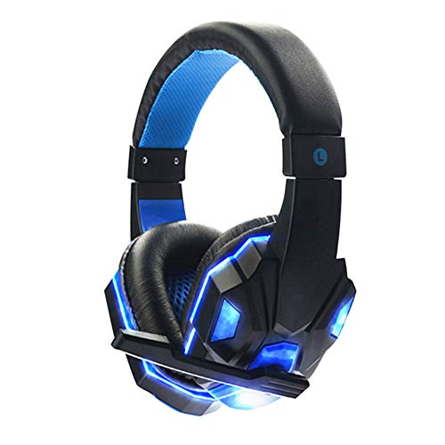Gelentea Gaming Headset Stereo Kopfhörer mit Geräuschunterdrückung Mikrofon für Gamer Xbox One PC Laptop Tablet Telefon blau Cover