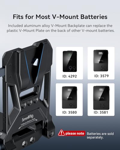Image of SmallRig V-Mount Battery Plate, V Lock Battery Mounting Plate with 1 /4 inch-20 & 3 /8 inch-16 Threaded Holes, L-Shape Compact & Foldable Tool-Free V Mount Battery Plate for DSLR Camera, Gimbals & Tripod - 4505