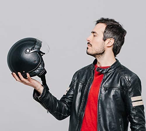 Westt Classic X Leather Casco Moto Pelle Nera
