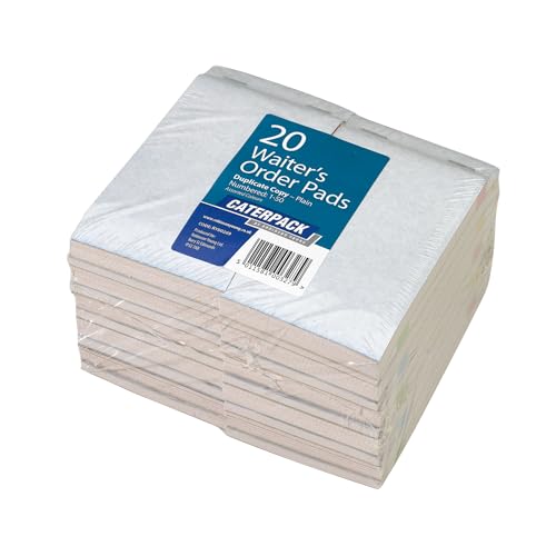 Caterpack - 20 Pack Waiter Order Pads Duplicate Copy - Numbered 1-50 Restaurant Order Pads Cafe Bar Food Service Hospitality Duplicate Notepads Catering Order Books