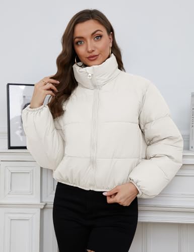 Yimoon Women's Cropped White Puffer Jacket - Lightweight and Cozy, Perfect for Winter Adventures - Image 6