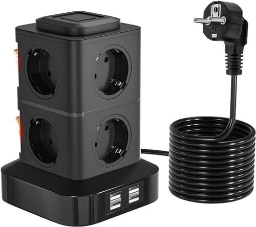 OLEKE Regleta Vertical Enchufes 2500W/10A Regleta Enchufe con 8 T...