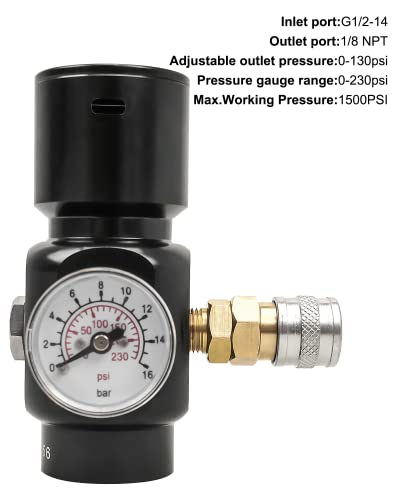 Image of TIKSCIENCE Paintball Co2 Pressure Regulator Fit for Paintball Tanks Mini Sef Super Fast Refresh HPA Regulator and Valve Gauge Adapter Input 1500psi Output 0 to 150psi