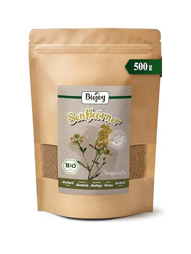Biojoy Semillas de mostaza Orgánicas (500 g), amarillas y enteras, mostaza en granos (Sinapis alba)