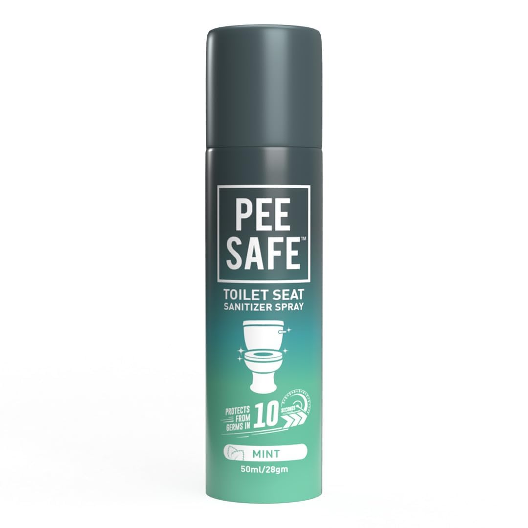 Pee Safe Toilet Seat Sanitizer Spray 50 Ml Mint - Pack Of 1 | Reduces The Risk Of UTI & Other Infections | Protects From 99.9% Germs & Travel Friendly | Anti Odour, Deodorizer