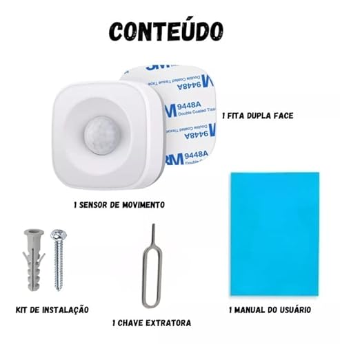 Sensor de Presença Detector Movimento Inteligente Wifi Tuya PIR Compatível com Alexa e Google Home