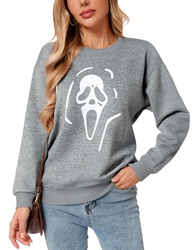Womens USA Sweatshirt, Long Sleeve Crewneck Pullover with American Flag & Stripes Star Print - Casual Top