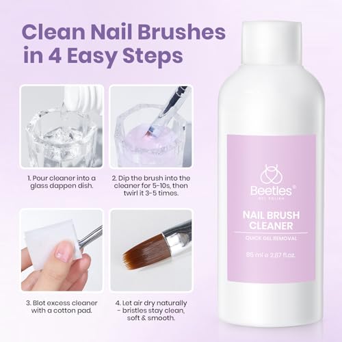 Image of Beetles Nail Art Brushes Cleaner and Conditioner 85ml /2.87 Fl.Oz Nail Brush Restorer Quick Clean Break in Manicure Brush of Gel Polish, Nails Extension Gel, Dip Powder, Acrylic Builder DIY and Salon