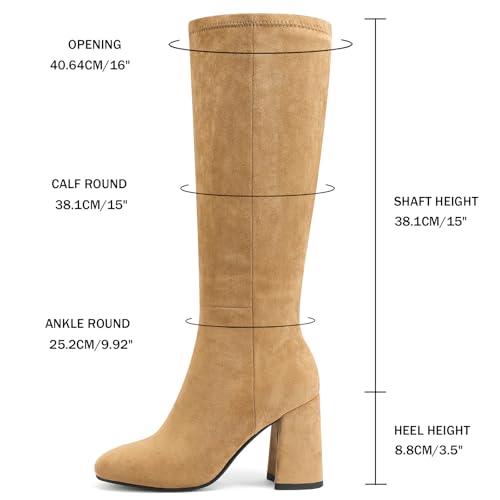 Image of Women's Knee High Boots Faux Leather Square To Tall Boots Fashion Chunky Block Heel Long Boots with Side Zip