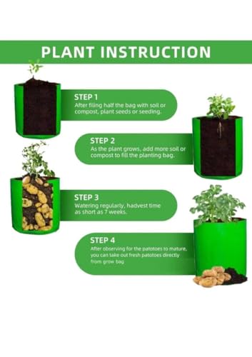Image of Seasoning Grow Bags HDPE 18'' x 18'' inch, Terrace Gardening, Vegetable, Fruits Planting Bags Pack of 02