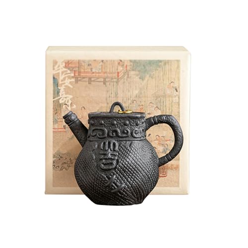 Olla de arcilla hecha a mano de 125 ml, olla de agarre manual para preparar té, olla de arcilla vieja hecha a mano [caja]