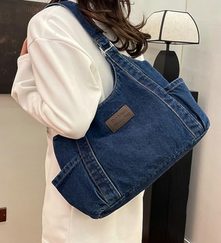 Denim Tote Bag Large Capacity Jean Purses for Women Handbags Soft Shoulder Ladies Purses 20253
