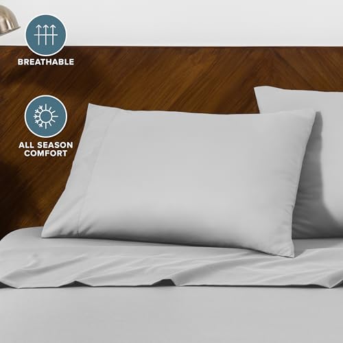 Image of Bare Home Microfiber Pillow Cases - Queen Size Set of 2 - Cooling Pillowcases - Double Brushed - Easy Care - Envelope Closure (Queen Pillowcase Set of 2, Cloud Grey)