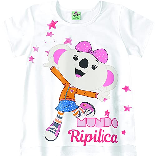 Blusa em meia malha manga curta, Mundo Ripilica, Meninas, Branco, 1