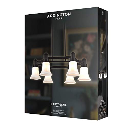 Addington Park 31779 Cartagena Collection 6-Light Modern Chandelier With Glossy White Glass Shades, Dark Bronze Finish #TOP4