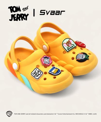 Image of SVAAR x Tom & Jerry Slingback Clog Shoes for Boys & Girls || Indoor & Outdoor Sandals Clogs for Kids with 6 Tom & Jerry Charms