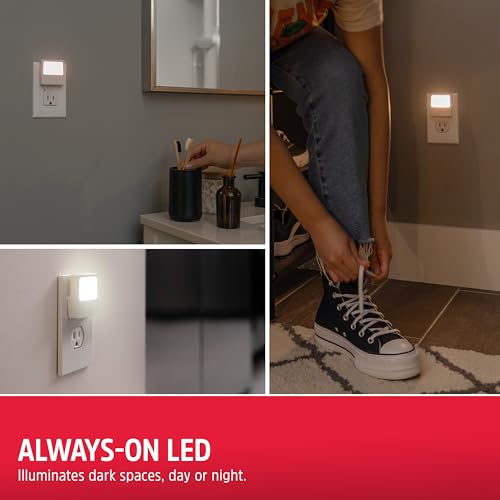Image of Energizer Night Lights Plug into Wall, 2-Pack, LED Plug in Nightlight, Soft Warm White, Always On, Adults, Kids, Bedroom, Bathroom, Nursery, Hallway, Kitchen, UL Safety Listed, 81568