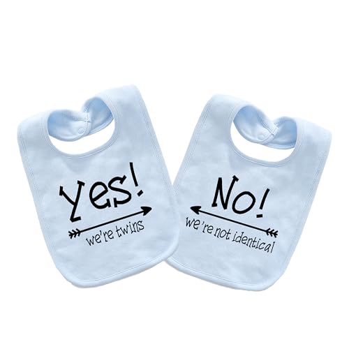 YSCULBUTOL Baby Twins Bibs Yes We Are Twins Newborn Baby Cute Unisex Bibs Infant Twin Outfits