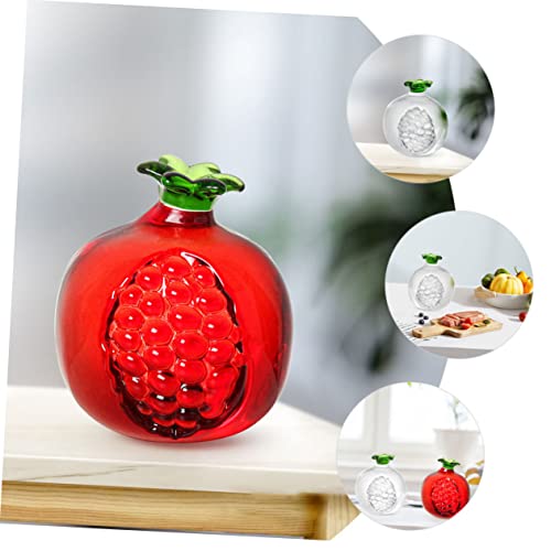 Doitool 2Pcs Pomegranate Ornament Dining Table Decoration Artificial Fruits Clear Glass Vase Fruit Photo Backdrop Crystal Fruit Ornament Crystal Pomegranate Centerpieces Simulation Fruit #TOP1