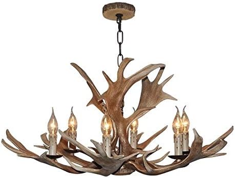 Vintage Style Resin Deer Horn Antler Chandelier,6Lights(Bulbs Not Included)