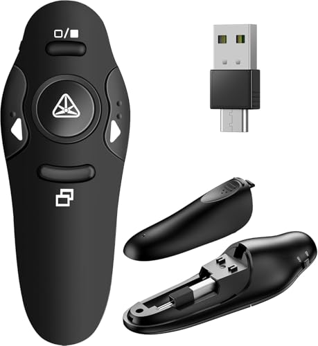 Presentation Remote Clicker, USB A & USB C Wireless Presenter for PowerPoint Presentation Remote, RF...