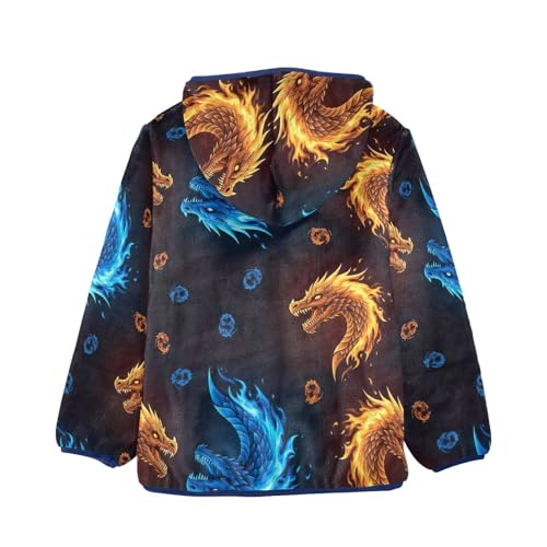 CHIFIGNO Dragon Heads Kids Polar Fleece Lined Fall Jacket, Kids Jacket with Hooded 3T2