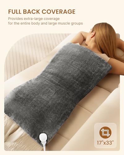 Image of RENPHO 17 inchx33 inch Heating Pad for Back, Electric Heated Pad for Neck and Shoulder, Gifts for Women Men Mom Dad, King Size Heating Pad, ETL Certified