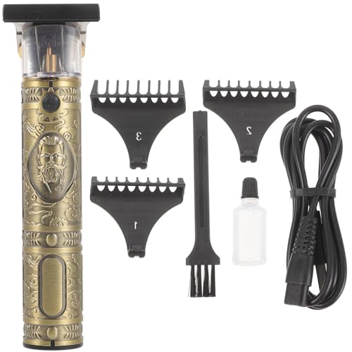 Cortapelos metálico de Buda dorado con carga USB para acabados de alta peluquería