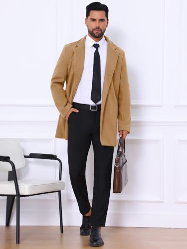 Image of Lars Amadeus Men's Trench Coat Notch Lapel Single Breasted Classic Long Pea Coats Overcoat