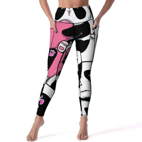 Pantalon de fitness gainant anti-glisse motif panda de dessin