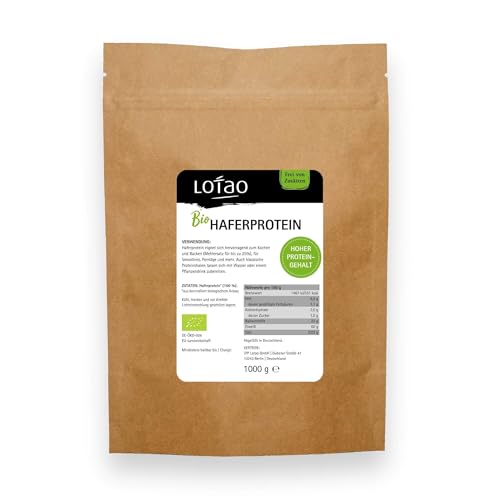 Bio Haferprotein 1kg - Veganes Proteinpulver ohne Süßstoff mit 60% Eiweiß und 22% Ballaststoffen | Neutral und mild - Vielseitig Verwendbar für High Protein Smoothies, Shakes, Porridge und Backen