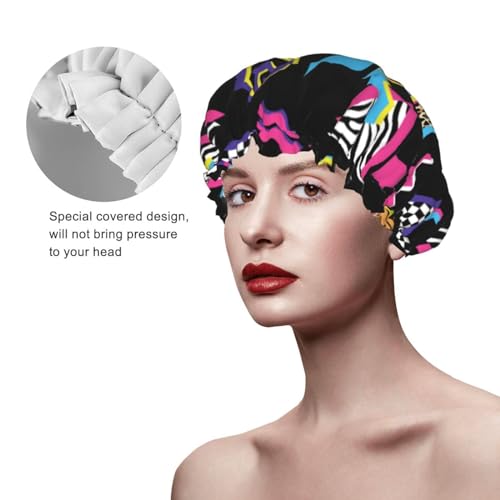 Bonnet de douche réutilisable haut de gamme grand format imprimé sauvage - 5
