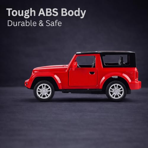 Image of Off-Road SUV Toy Car with Push-Back Action & Openable Doors| Durable ABS Plastic Off-Roader Vehicle Toy for Kids (3+ Years)|Red