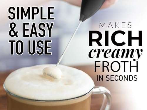 Image of Zulay Premium Gift Milk Frother Set - Handheld Coffee Frother with Stand, 12oz /350ml Frothing Pitcher + 4 Latte Art Stencils - 13,000 RPM Motor, SS Whisk, Battery Operated - Barista Kit (Exec Black)