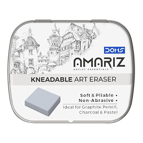 Doms Artist Essentials Amriz Kneadable Art Eraser | Ideal For Graphite Pencil, Charcoal & Pastel | Soft & Pliable | Perfect For Professional & Amateur Artists | Grey, Pack of 3