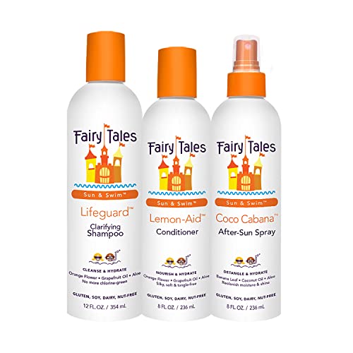 Fairy Tales Swim Shampoo Conditioner and Conditioning Spray for Kids- 3 pack | Made with Natural Ingredients in the USA | Chlorine Removal Swimmer Trio | No Parabens Sulfates or Synthetic Dyes