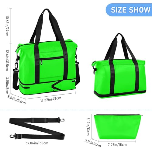 Chartreuse Travel Duffel Bags Carry On Weekend Bag with Toiletry Bag for Yoga Multifunctional3