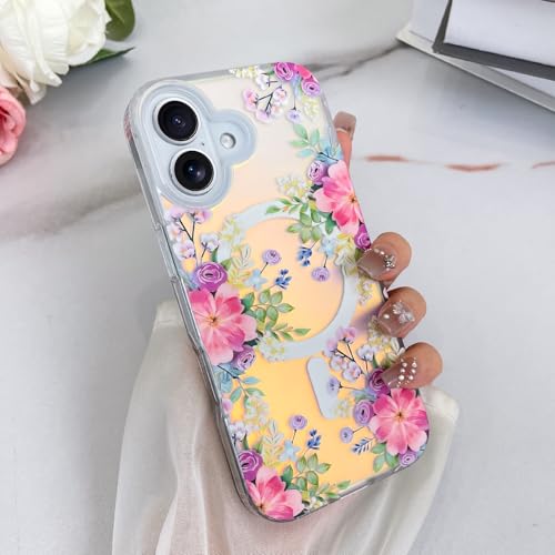 Coque antichoc iPhone 17 Magsafe rose évite les bris d'écran motif fleurs - 2