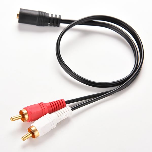 Generico Adattatore Stereo Jack Femmina Audio Cavo 2 RCA Maschio 30cm 3.5 mm Aux per TV, Stereo, Casse