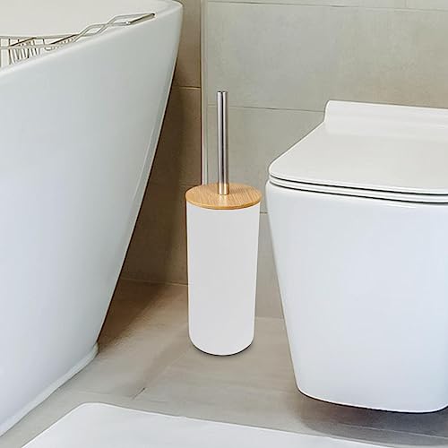 Juego de cepillos para inodoro blanco pequeño para limpieza de baño 5