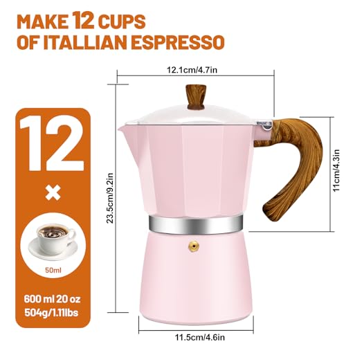 Image of 12 Cup Aluminum Espresso Stovetop Moka Pot Express Coffee Maker Percolator Italian Classic Mocha Coffee Machine for Italian and Cuban Cafe Brewing for Home & Camping 600ml 20oz