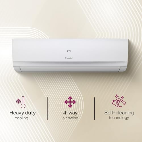 Image of Godrej 1 Ton 3 Star, Wi-Fi, AI Powered, 5 Years Comprehensive Warranty, 5-In-1 Convertible Cooling, 4 Way Air Swing, Inverter Split AC (Copper, Mode, AC 1T EI 12TINV3R32 WYQ IOlT, White)