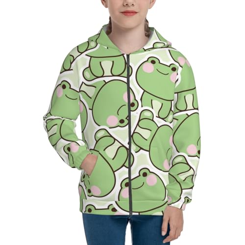 Cute Frog Kid Hoodies Boys Zip Up Sweatshirts Girls Pullover with Pocket3