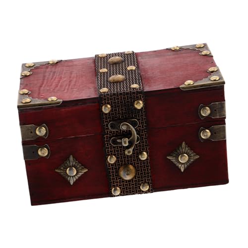 ANDRESLAD Caja de Joyería de Madera Vintage con Tapa Abatible Cofre Retro Resistente para Almacenamiento de Objetos Pequeños y Accesorios Organizador Multifuncional para Decoración y Diario