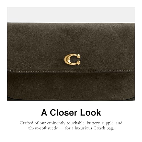 Coach Suede Brook Flap Bag with Chain, B4/Olive4