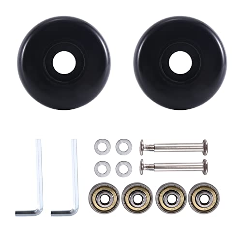 ISTOVO Ruedas de Repuesto para Maleta de Equipaje de 55 Mm X 18 Mm, Ruedas Giratorias de Poliuretano, Rodamientos de Acero Al Carbono, Juegos de ReparacióN, Color Negro