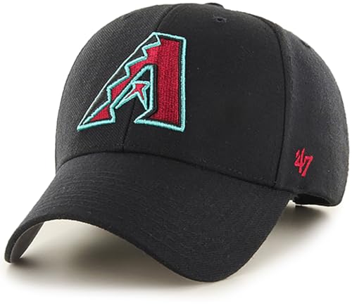47 Brand MLB Team Color Primary Logo MVP Adjustable Structure Baseball Cap Hat Adult One Size Fits All - Arizona Diamondbacks Black