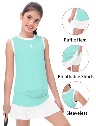 Remimi Girls Tennis Dress Cute Outfit Sleeveless Workout Tank Top and Sport Skirt Set 4-12 Years2